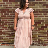 Plus Smocked Ruffle Tiered Midi Dress