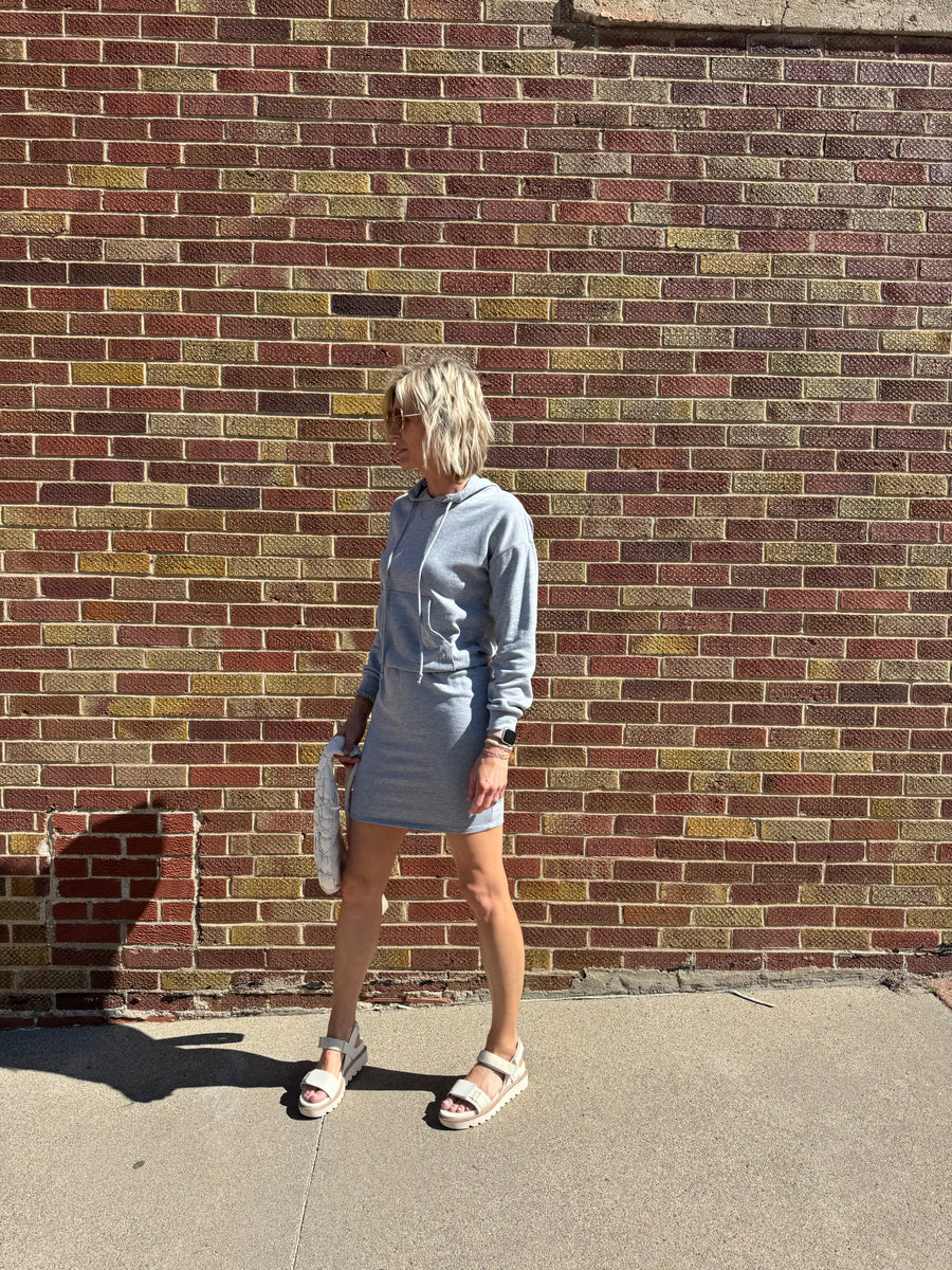 Solid Hoodie Midi Dress
