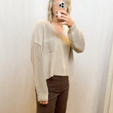 Open Knit Long Sleeve Sweater