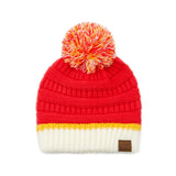 Red/Yellow Colorblock Ribbed Beanie