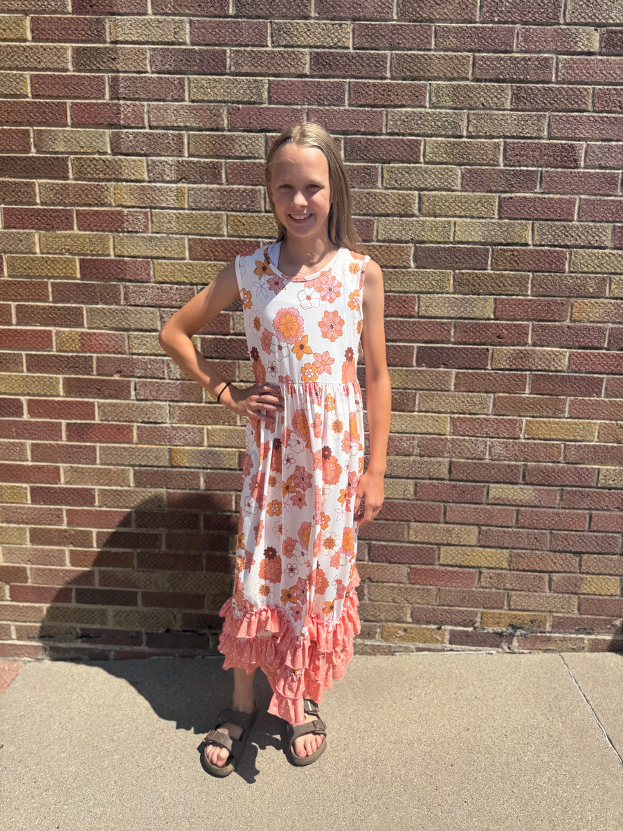 Girls Tiered Terra Cotta Dress