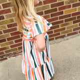 Girls Boho Rainbow Stripe Dress