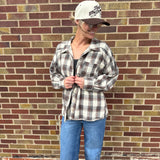 Taupe/Rust Vintage Plaid Shacket