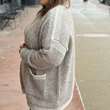 Open Front Cardigan with Stitching Detail