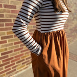 Ribbed Knit Long Sleeve High Waist Dress