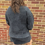 Luxe Corded Cropped w/Side Slit Crew