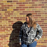 Zip Up Plaid Hoodie Shacket