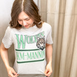 Curved Wolves Mascot Tee