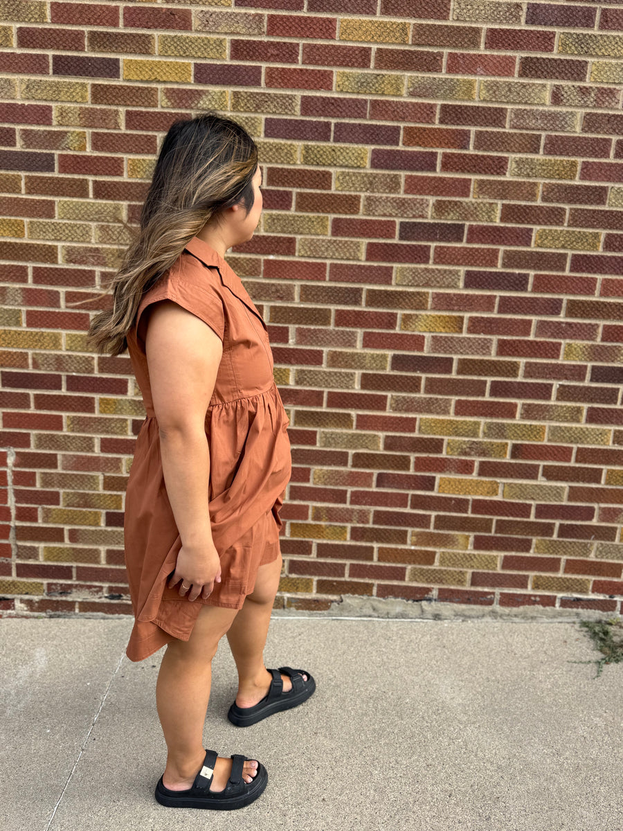 Collared Brick Mini Dress