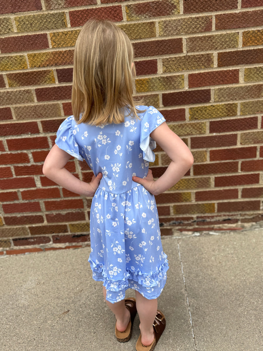 Girls Periwinkle Dainty Flower Dress