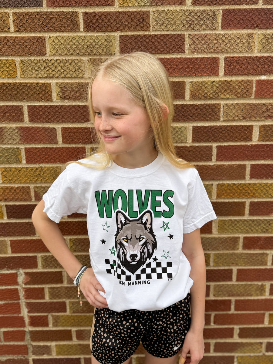 Youth Checkered Wolves Mascot Tee