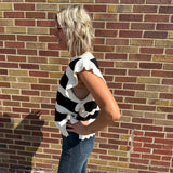 Bold Stripe Sweater Top w/Ruffled Sleeve