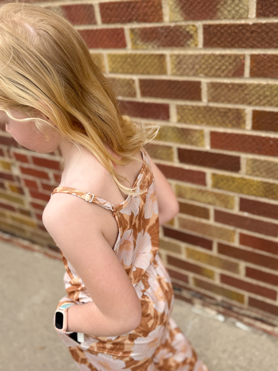 Girls Golden Peach Jumpsuit