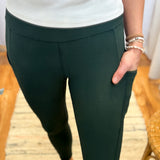 Nylon Ribbed Leggings w/Side Pocket