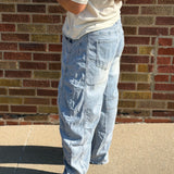 Denim Cropped Barrel Pants