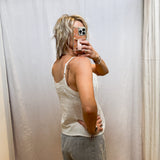White Textured V-Neck Tank