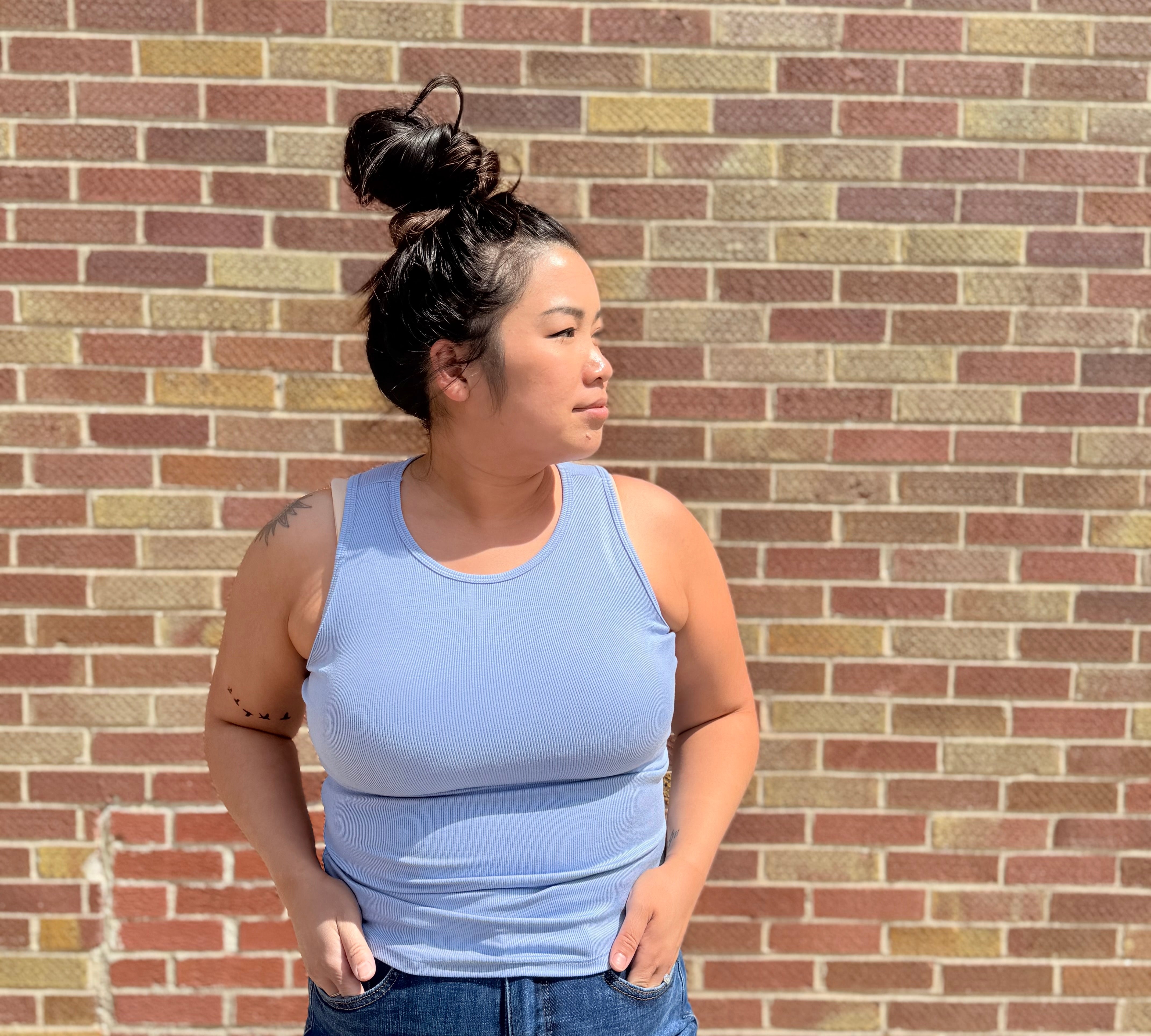 Round Neck Ribbed Tank Top