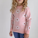 Girls Blush Pink Flower Sweater