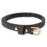 Kids Ultra Skinny Black Glitter Belt