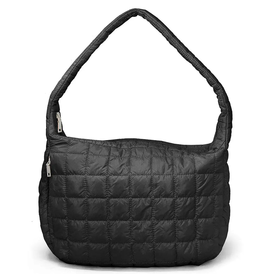 Large Quilted Puffer Hobo Bag