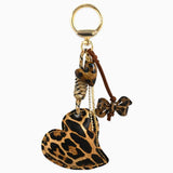 Leopard Leather Puff Heart Bag Charm