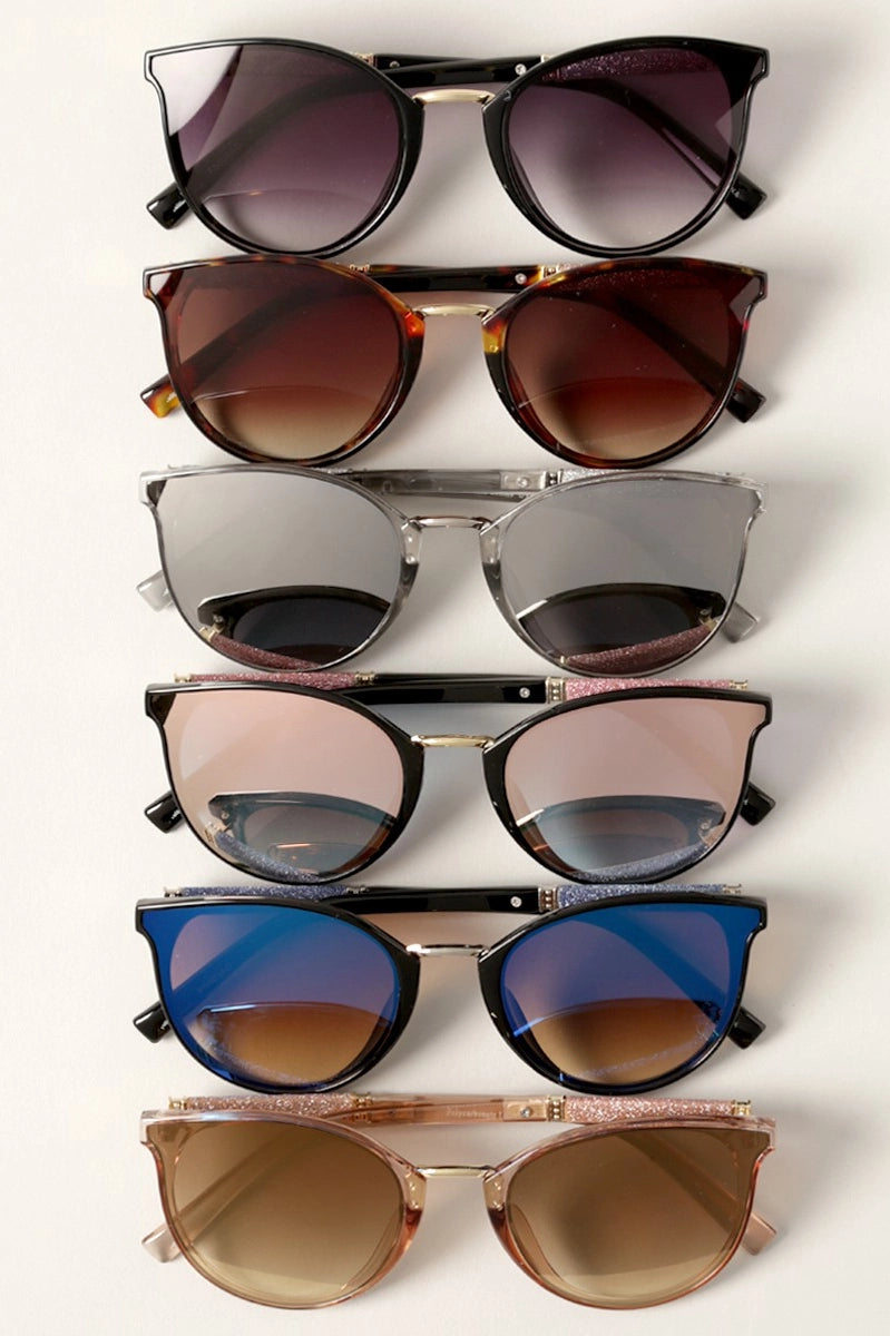 Round Glitter Arm Sunglasses