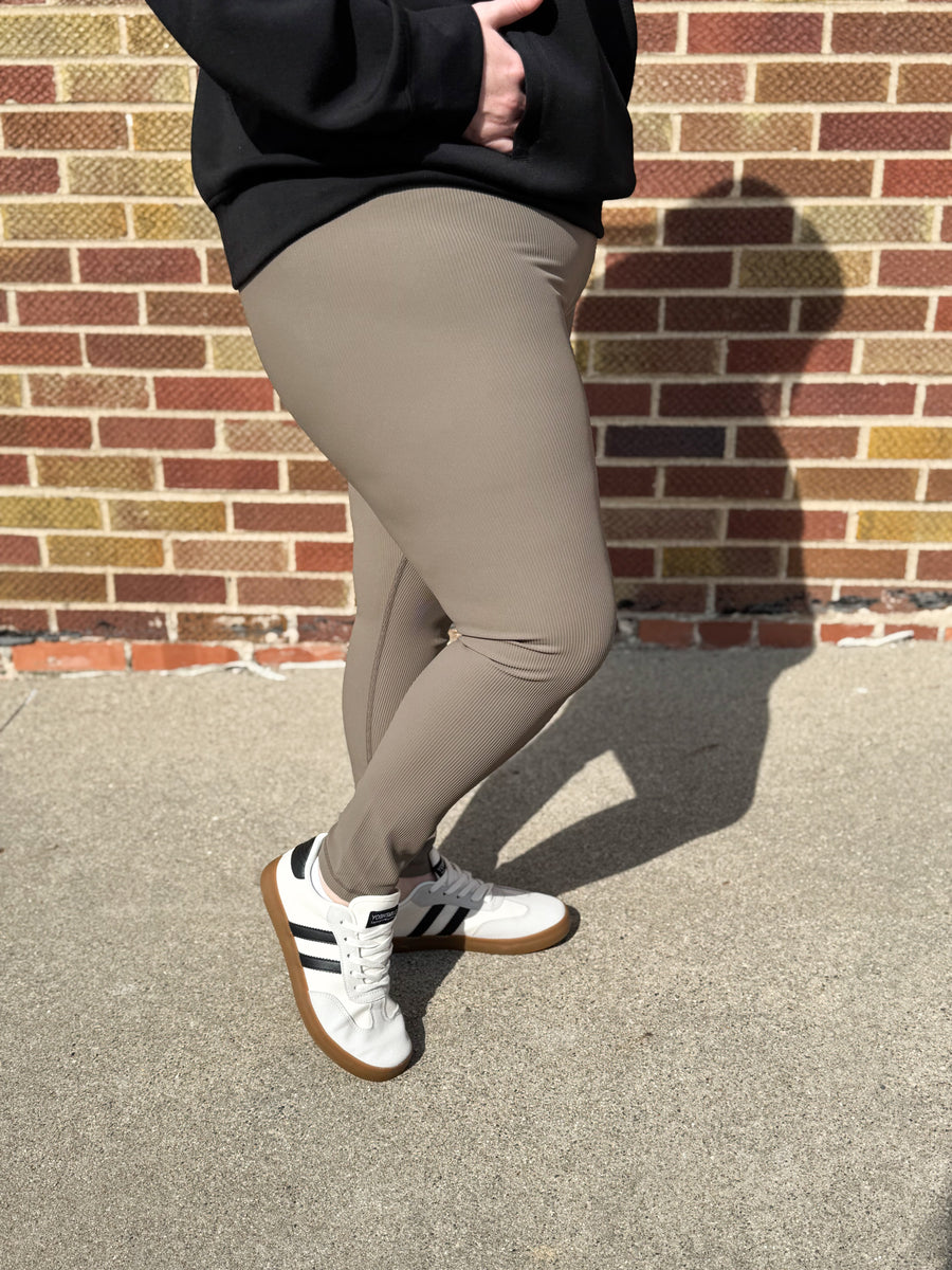 Plus Nylon Ribbed Leggings