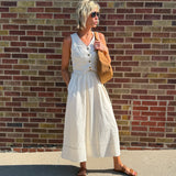 Layered Vest Linen Maxi Dress