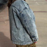 Contrast Collar Washed Denim Jacket