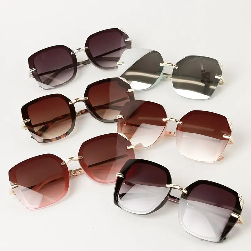 Square Sunglasses w/Rhinestone Detail