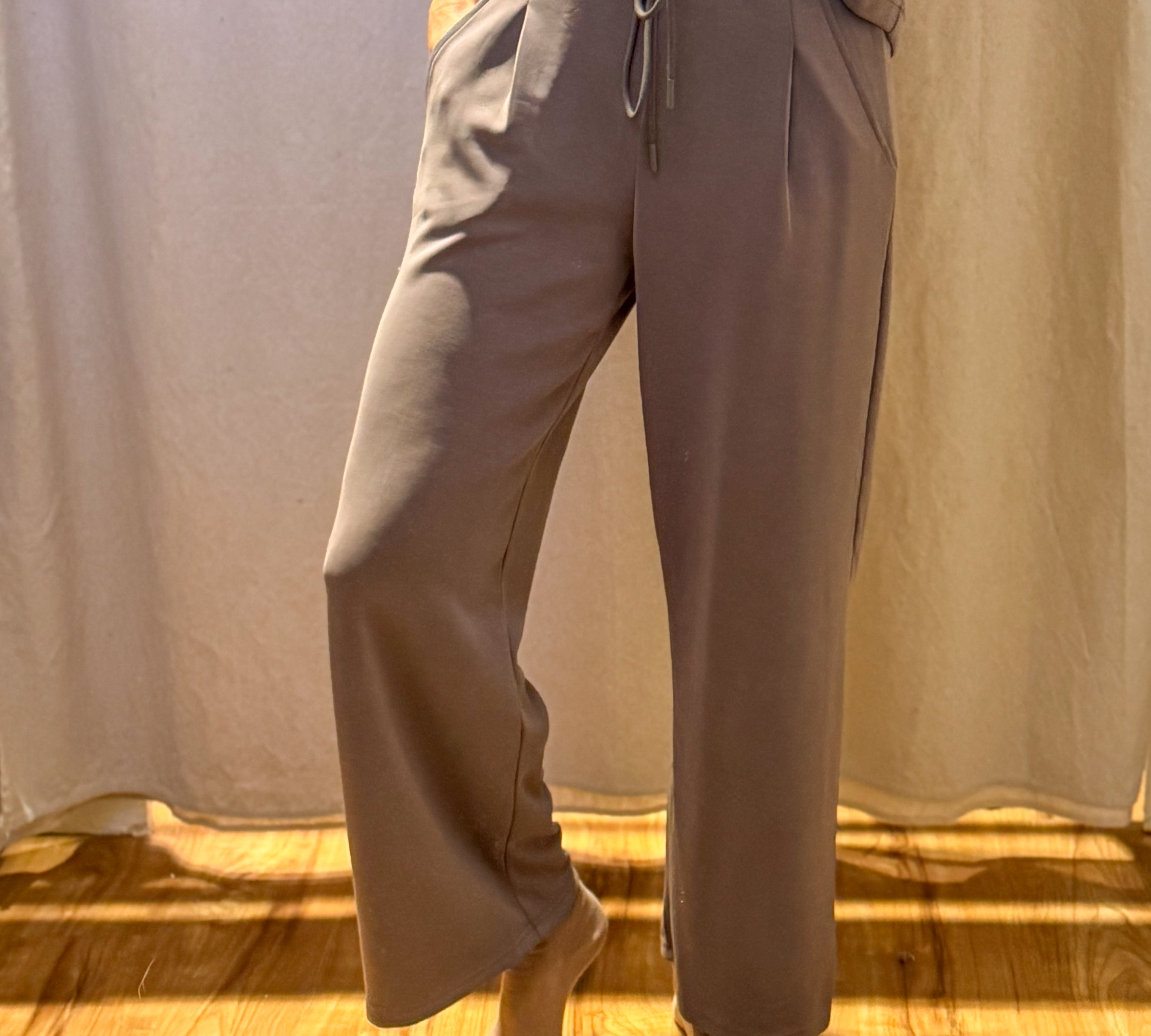 Wide Leg Pants w/Drawstring Waist