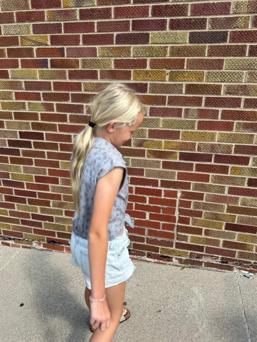 Girls Button Up Cropped Top