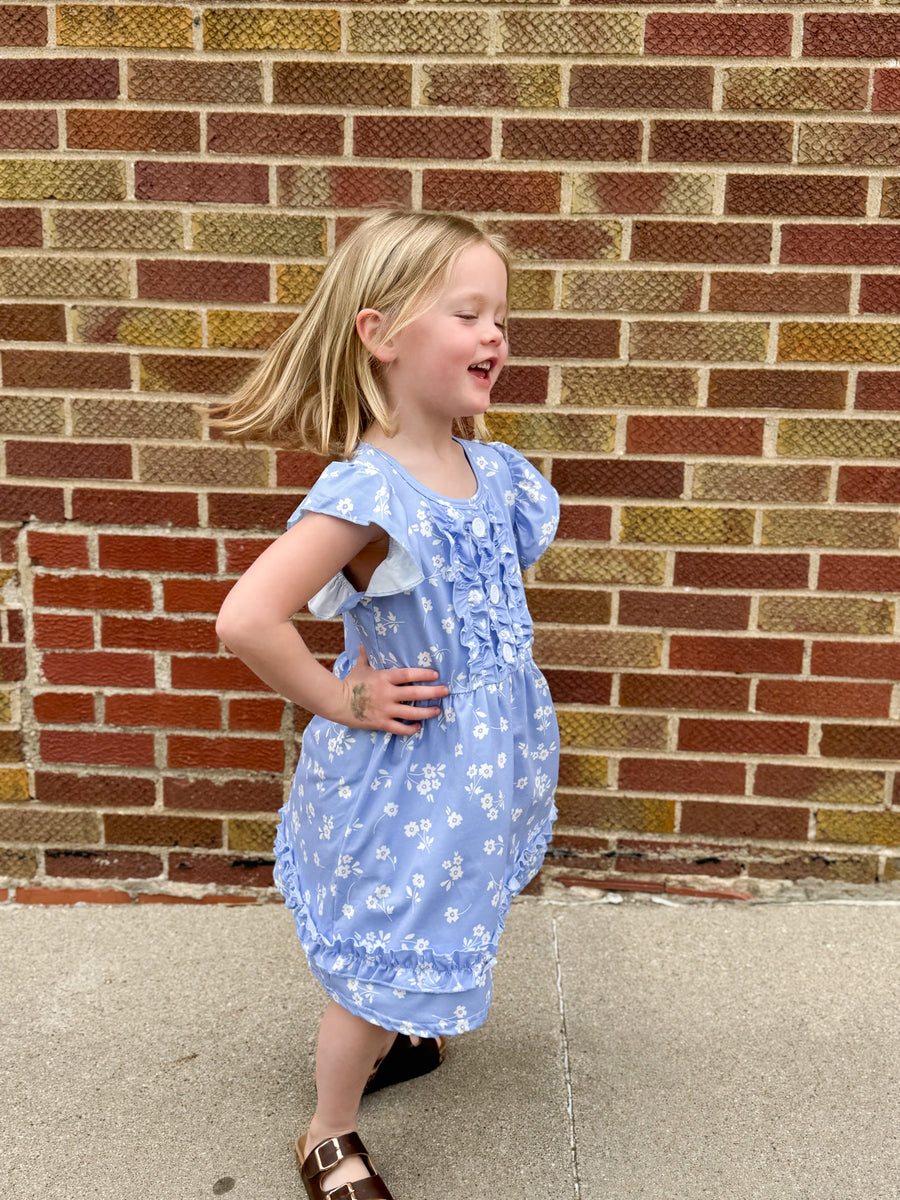 Girls Periwinkle Dainty Flower Dress