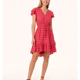 Eyelet Ruffle Sleeve Hi Low Mini Dress