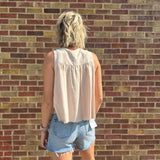 Pleat Tie Front Sleeveless Top