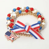 USA Charm Beaded Stretch Bracelet