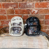 Clear Sling Bag with Front Zipper Pocket & Side Mesh Pocket