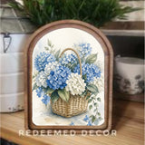 Arch Top Blue Hydrangea Sign 6x8"