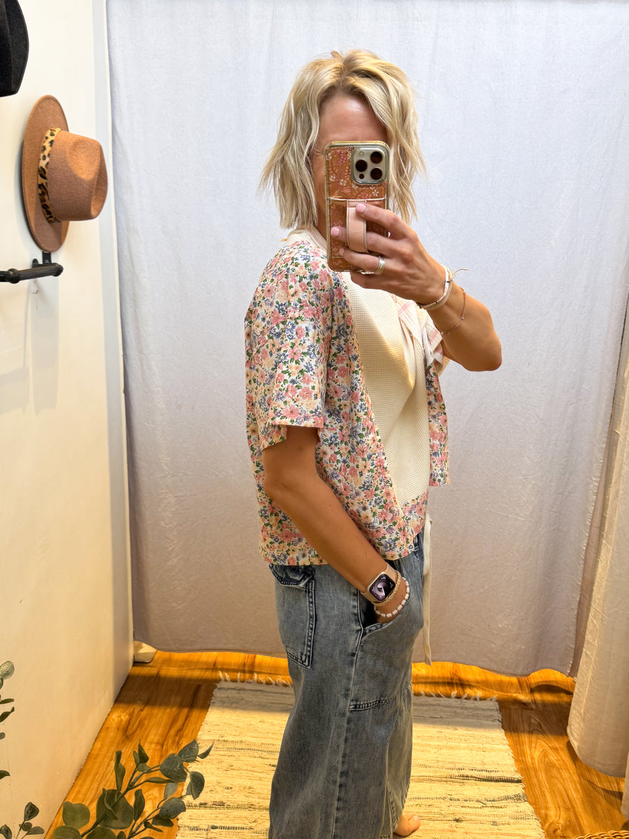 Thermal/Gauze Top w/Floral Print