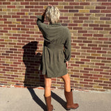 Button Up Corduroy Waist Tuck Dress