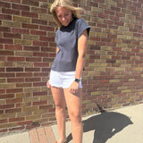 Vervet Optic White High Rise Frayed Hem Shorts