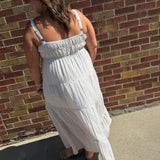 Plus Stripe Empire Waist Tiered Midi Dress