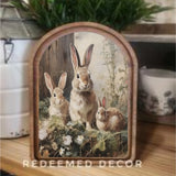 Arched Bunny Trio Sign 6x8"