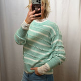 Striped Open Stitch Pullover Sweater
