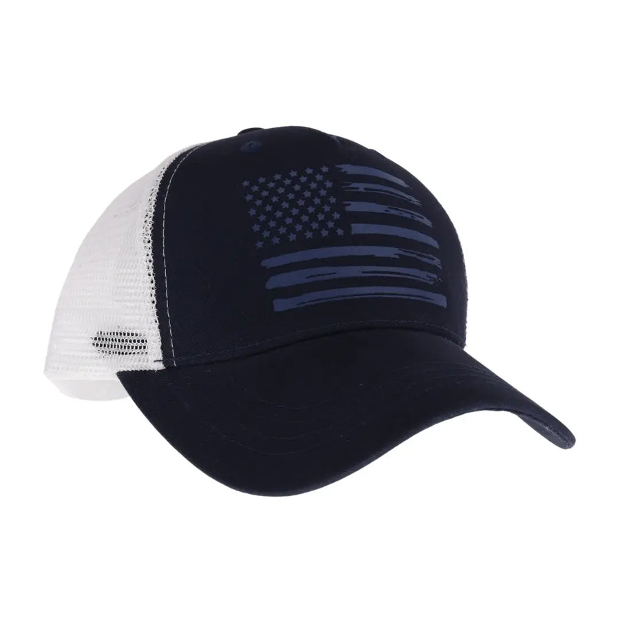 CC Navy/White USA Flag Trucker Ball Cap