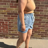 Tie Front Casual Denim Shorts
