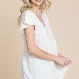 V-Neck Short Sleeve Top w/Ruching