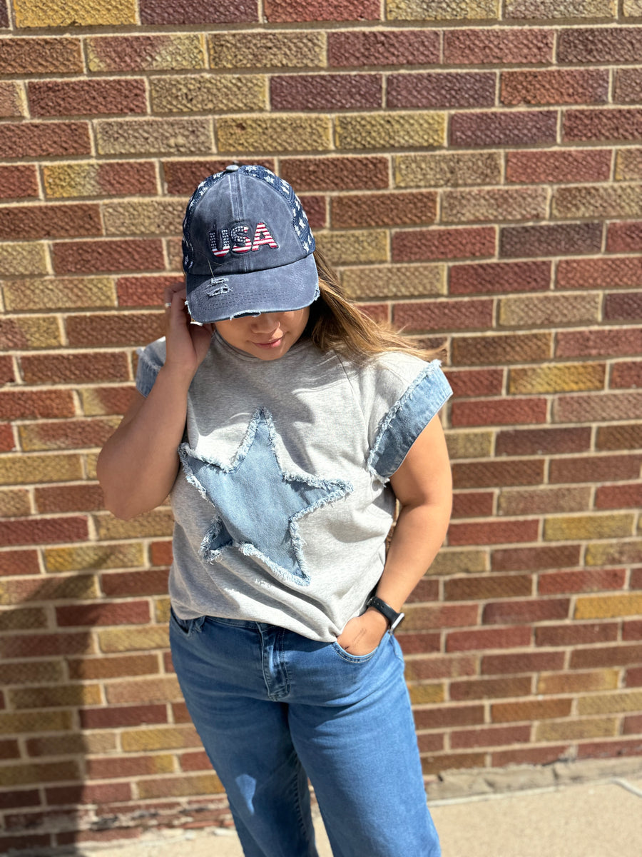 Denim French Terry w/Star Top