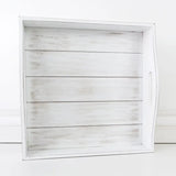Whitewash Wooden Slotted Tray 15x15"