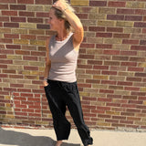 Relaxed Stripe Barrel Pants w/Pockets
